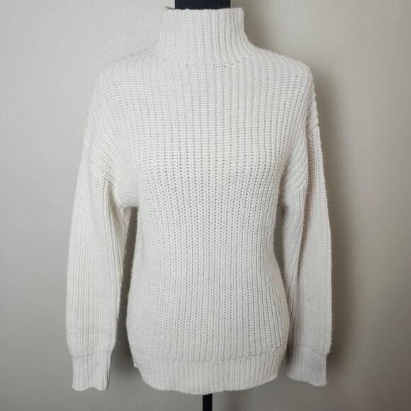 GAP Women's Mock Neck Wool Alpaca Blend X-Small Cream Sweater - Picture 1 of 10